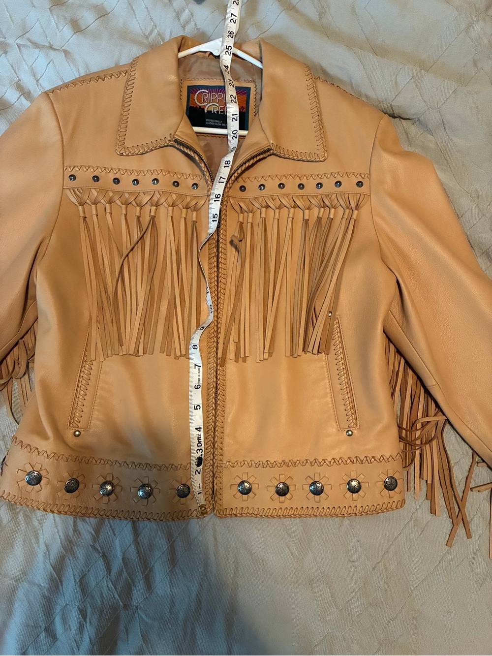 Fringed Tan Leather Jacket by CRIPPLE CREEK - Picture 5 of 7